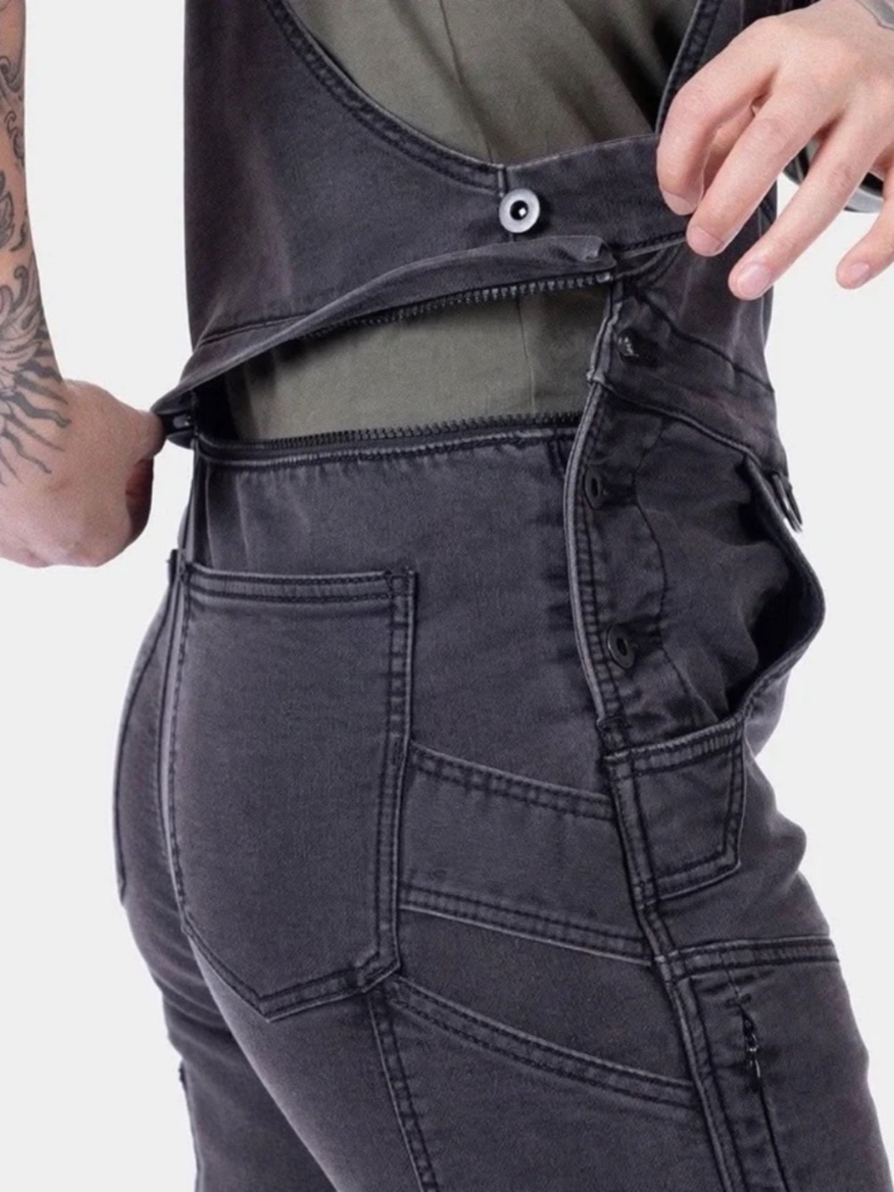 Dovetail Workwear Freshley Hotswap Thermal Denim Overalls - Black - 14x30 - Picture 9 of 9